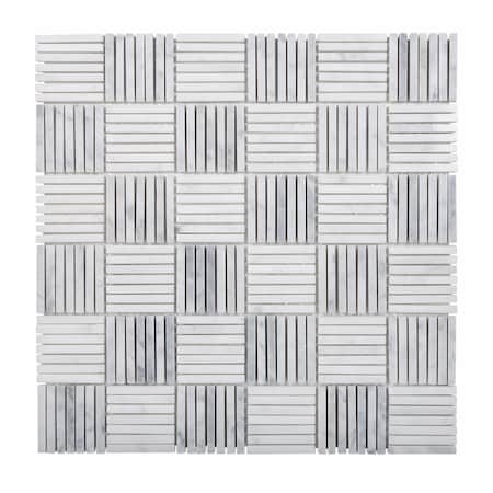 Apollo Tile Sample of White Matchsticks 12"x12" Carrara Marble Mosaic Tile APLDC99L01EC12 Sample